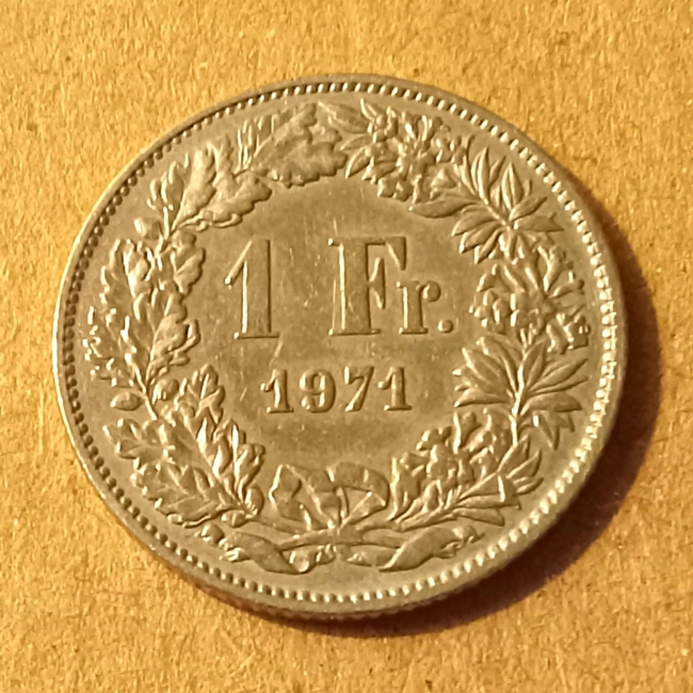 1971 Switzerland 1 Franc Coin